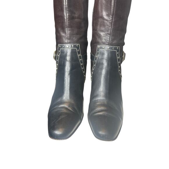 Brighton black brown studded TAOS heel boots women’s  7.5 Brighton leather - Picture 4 of 7